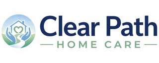 Clear Path Home Care logo with blue hands cradling a heart symbol and house icon